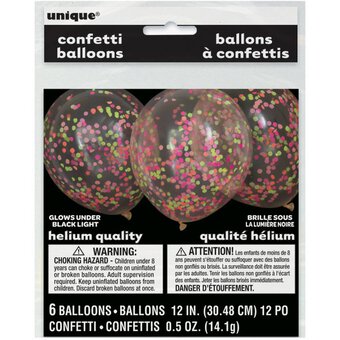 Assorted Neon Confetti Balloons 6 Pack image number 3