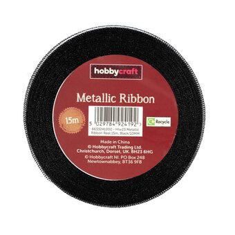 Black Metallic Ribbon Reel 10mm x 15m image number 3