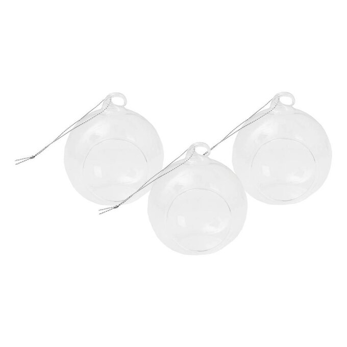 Round Flat Fillable Glass Bauble 8cm 3 Pack image number 1