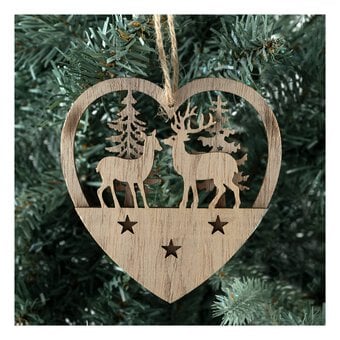 Hanging Wooden Cut-Out Heart Decoration 9cm