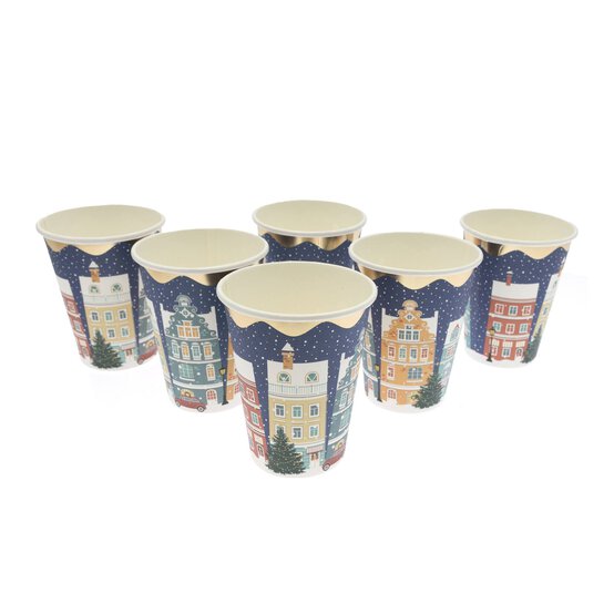 Christmas Village Paper Cups 6 Pack  image number 1