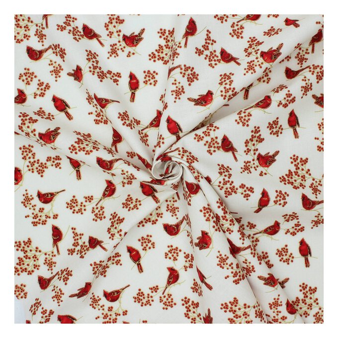 Robert Kaufman Ivory Bird Cotton Fabric by the Metre Hobbycraft