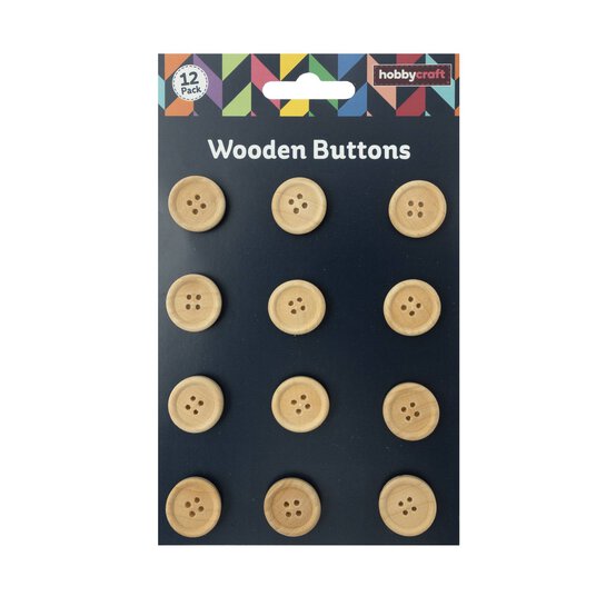 Natural Wooden Button Embellishments 12 Pack image number 5