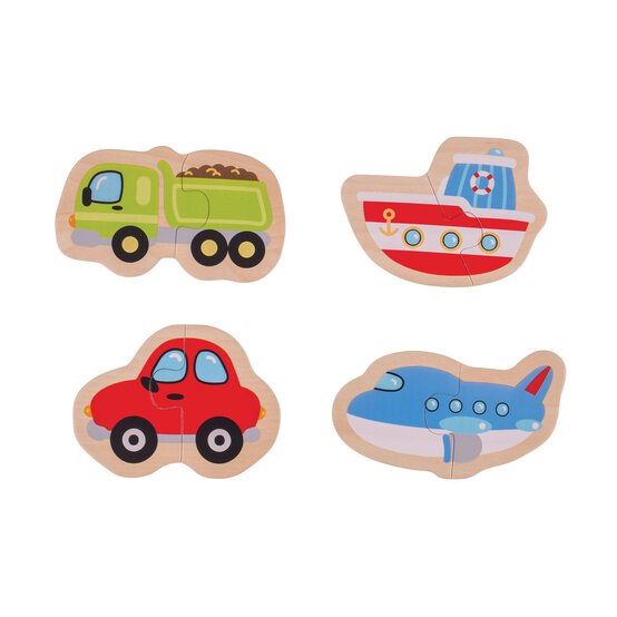Bigjigs Two-Piece Transport Puzzles 4 Pack  image number 3