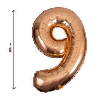Extra Large Rose Gold Foil Number 9 Balloon