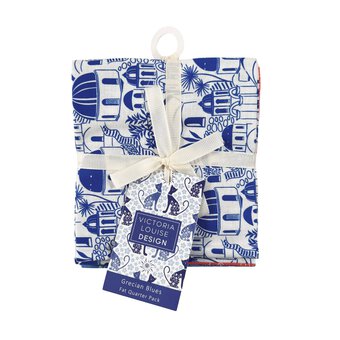 Grecian Blues Santorini Stroll Cotton Fat Quarters 4 Pack