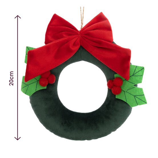 Hanging Velvet Wreath Decoration 20cm  image number 4