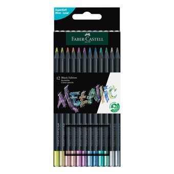 Faber-Castell Metallic Black Edition Colour Pencils 12 Pack