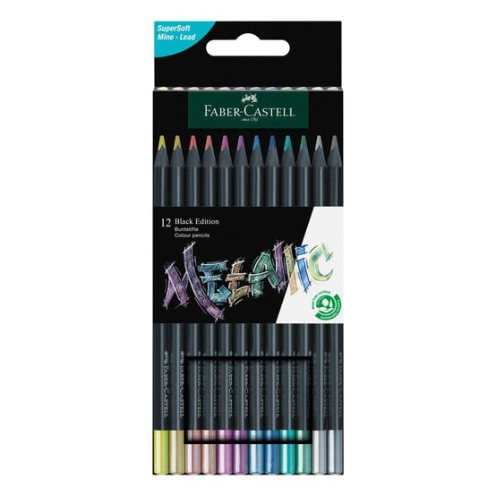 Faber-Castell Metallic Black Edition Colour Pencils Pack Size 12