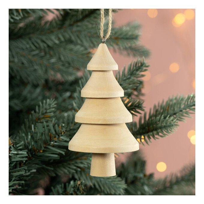 Hanging Wooden Tree Decoration 10cm Hobbycraft