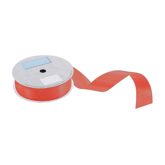 Trimits Neon Orange Double-Faced Satin Ribbon by the Metre 25mm image number 1