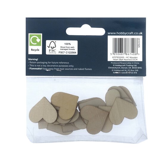 Natural Wooden Hearts 18 Pack  image number 4