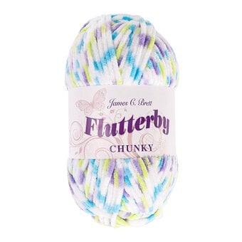 James C Brett Lime, Sky and Lavender Flutterby Chunky Yarn 100g