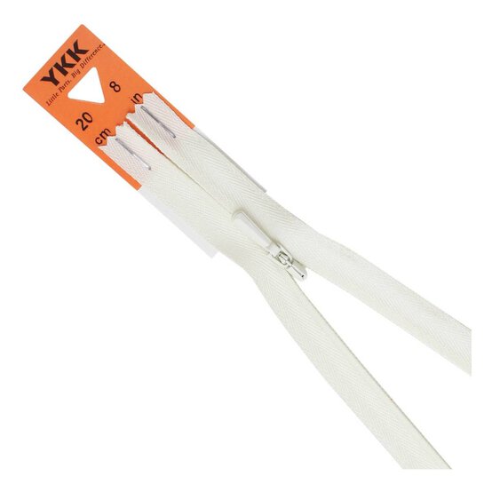 YKK Cream Concealed Zip 20cm image number 1