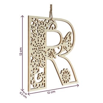 Wooden Filigree Hanging Letter R 13cm image number 5