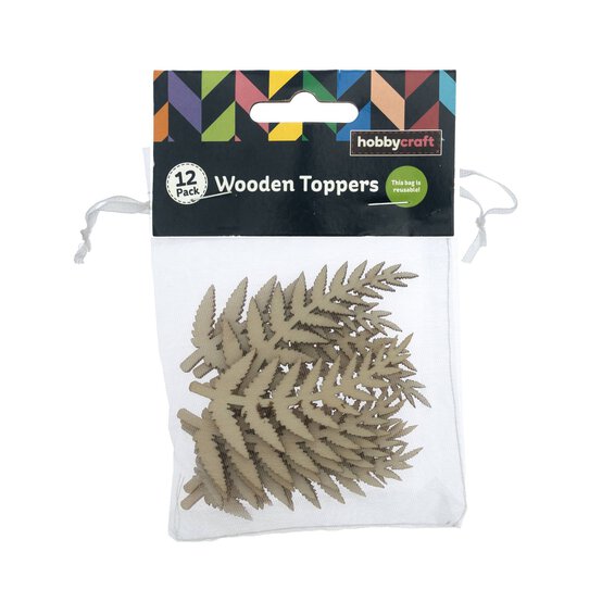 Fern Leaf Wooden Toppers 12 Pack image number 4
