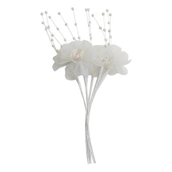 Cream Pearl Rose Picks with Netting 6 Pack