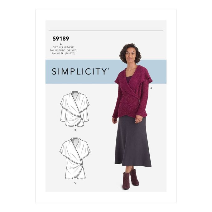 Simplicity Knit Wrap Jacket Sewing Pattern S9189 (XS-XXL) image number 1