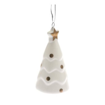 Glazed Hanging Ceramic Tree Decoration 8cm