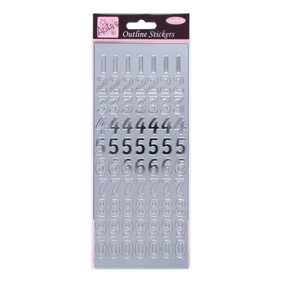 Anita's Large Silver Number Outline Stickers image number 1