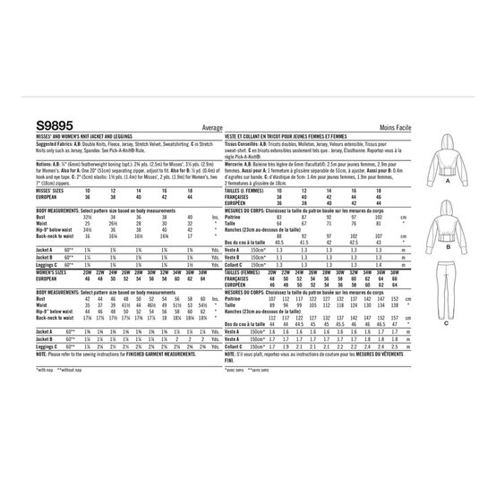 Simplicity Women's Jacket and Leggings Sewing Pattern S9895 (W2 20W-28W) image number 2
