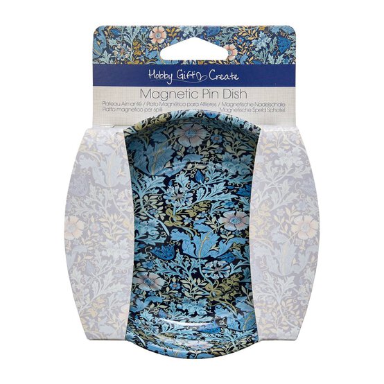 Blue Woodblock Floral Magnetic Pin Dish image number 1