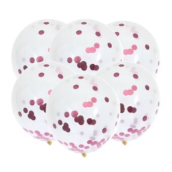 Pink Confetti Balloons 6 Pack