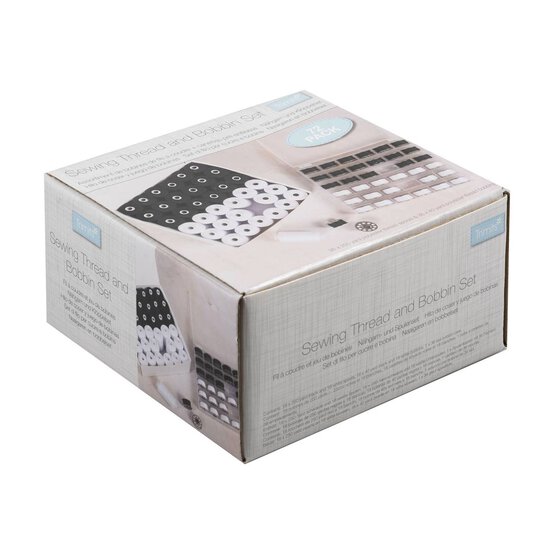 Trimits Black and White Thread and Bobbin Set 72 Pack image number 2