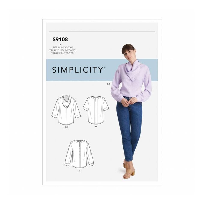 Simplicity Women’s Top Sewing Pattern S9108 (XXS-XXL) image number 1