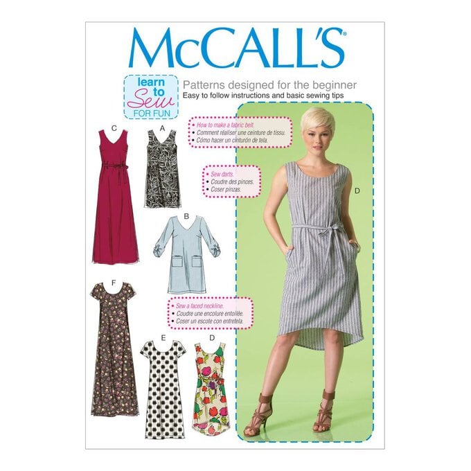 McCall’s Women's Dress and Belt Sewing Pattern M7120 (XS-M) image number 1