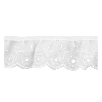 White 50mm Frilled Broderie Anglaise Lace Trim by the Metre