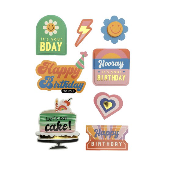 Birthday Flower Card Toppers 8 Pack  image number 1