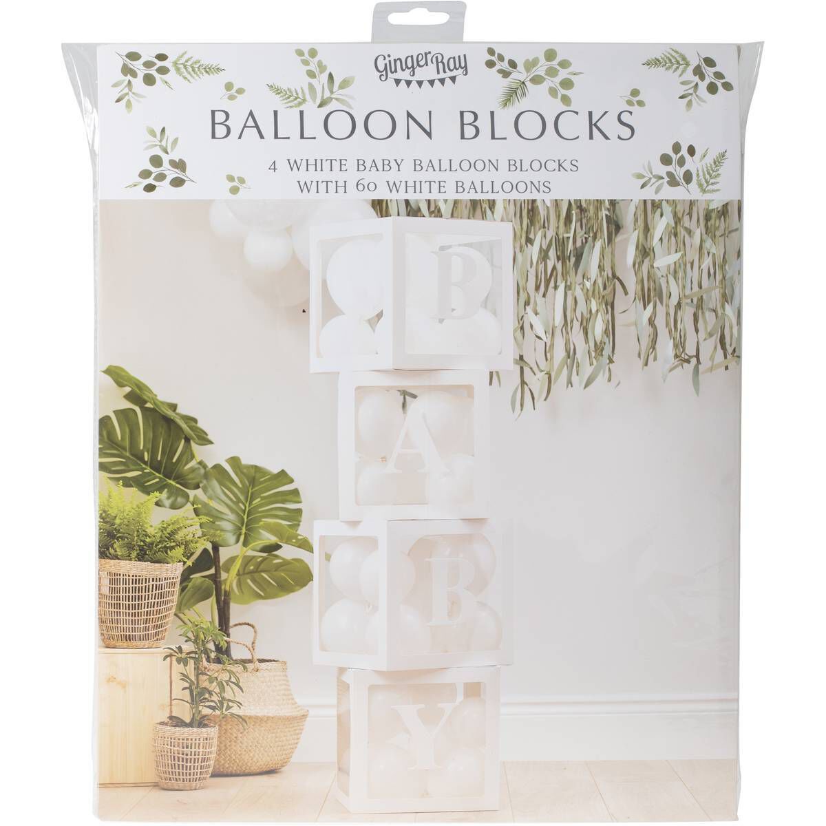 Ginger Ray White Baby Balloon Blocks Hobbycraft