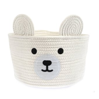 White Bear Cotton Rope Basket 30cm x 18cm