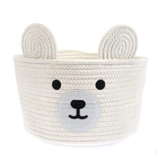 White Bear Cotton Rope Basket 30cm x 18cm image number 1