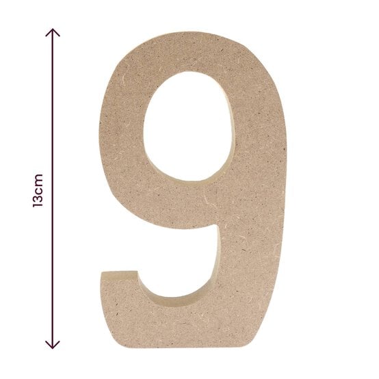 MDF Wooden Number 9 13cm image number 4