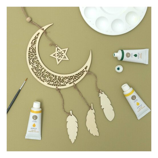 Wooden Moon and Stars Dreamcatcher image number 2