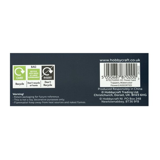 Bright Watercolour Flower Card Toppers 8 Pack  image number 5