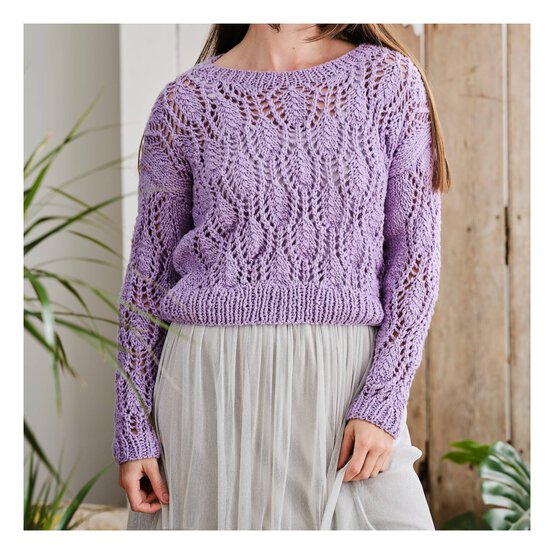 Knitcraft Chunky Pointelle Lace Jumper Digital Pattern 0292 image number 2