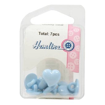 Hemline  Baby Blue Novelty Hearts Button 7 Pack