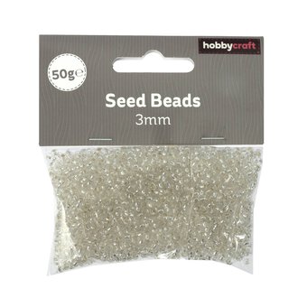 Silver Silver-Lined Seed Beads 3mm 50g 