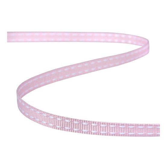Baby Pink Grosgrain Running Stitch Ribbon 6mm x 5m image number 2
