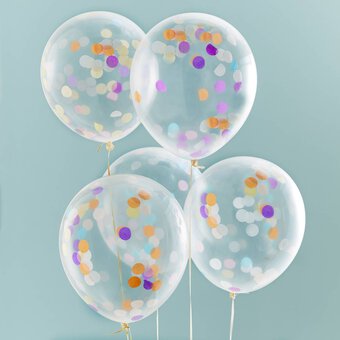 Multi-Coloured Confetti Balloons 5 Pack image number 3