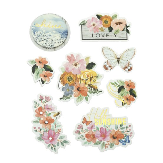 Watercolour Flower Card Toppers 8 Pack image number 1