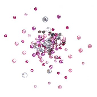 Pink Assorted Round Gems 90g