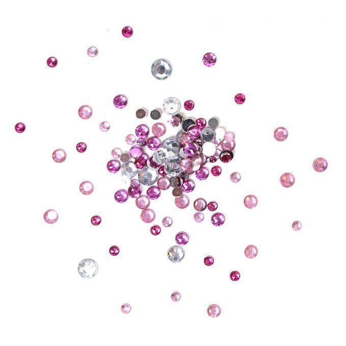 Pink Assorted Round Gems 90g image number 1