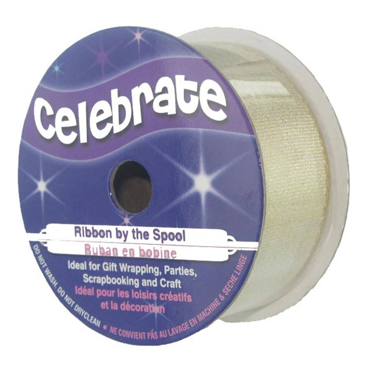 White Gold Metallic Ribbon 26mm x 4m Hobbycraft