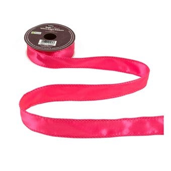 Hot Pink Wire Edge Satin Ribbon 25mm x 3m image number 2