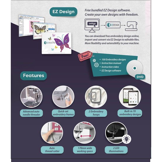 Silver CH03 Wifi Sewing and Embroidery Machine image number 4