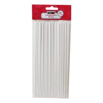 White Lollipop Sticks 20cm 25 Pack